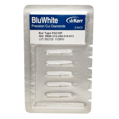 BluWhite Diamond™ Bur FG 210F, Fine Grit, Flame Shape, Friction Grip, Red Ring, 1.2 mm Diameter, 6.2 mm Length, 5/Pkg thumbnail 5
