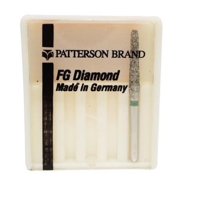 Patterson® Diamond Instrument FG, Coarse Grit, Cone Point End, Green Ring, #852-018, 1.8 mm Diameter, 1/Pkg thumbnail 2