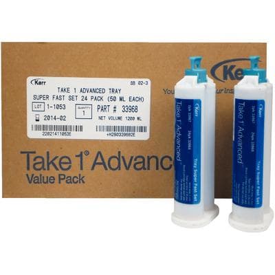 Kerr Take 1 Advanced VPS Impression Material, Tray Heavy Body, Super Fast Set, Dark Blue, 50 mL Cartridges, Value Pack of 24, #33968 thumbnail 9