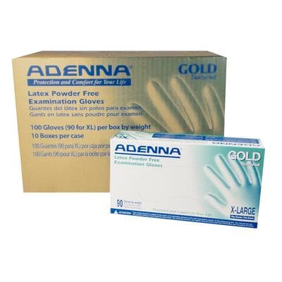 Adenna® Gold Latex Exam Gloves, Powder Free, Non-Sterile, Extra Large, 90/Box - Adenna® Gold Latex Exam Gloves, Powder Free - Extra Large, 90/Box - Image 1