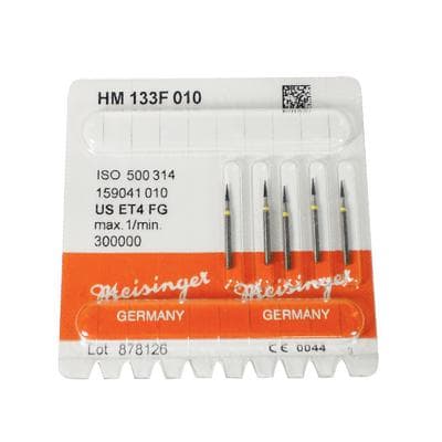Meisinger Trimming & Finishing Tungsten Carbide Bur, FG, Extra-Fine 16-20 Flutes, Tapered Point, 1.0 mm, #ET4, 5/Pkg, HM133F-010-FG thumbnail 6