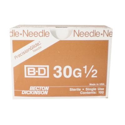 BD PrecisionGlide Hypodermic Needle, 30G x 1/2", Regular Bevel, Sterile, 100/Box, 305106 thumbnail 9