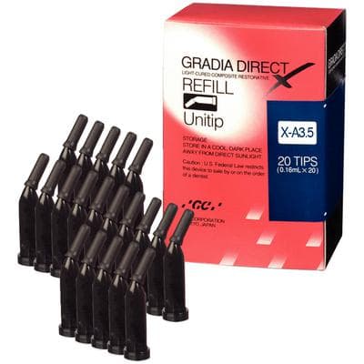 Gradia Direct X Universal Composite Restorative, Unitip Refill, Shade X-A3.5, 0.16 mL (0.3 g) per Tip, 20 Tips/Box, GC America 002593 thumbnail 15