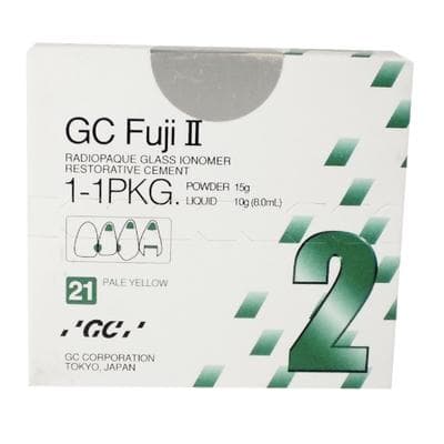 GC Fuji II Glass Ionomer Restorative, 1:1 Powder/Liquid Package, Shade #21 Pale Yellow, 15 g Powder / 8 mL Liquid, 000101 thumbnail 19