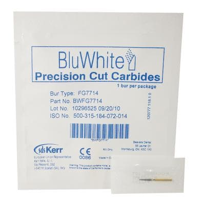 Kerr BluWhite Trimming & Finishing Carbide Bur, FG - Tapered Fissure, Size #7714, 1/Pkg thumbnail 2