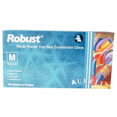 Aurelia® Robust™ Soft Nitrile Exam Gloves, Powder Free, Non-Sterile, Blue, Medium, 100/Box, 93897 thumbnail 2