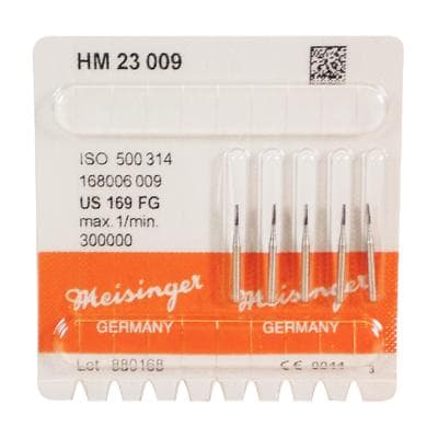 Meisinger Operative Tungsten Carbide Bur, FG, Tapered Fissure Flat End, #169, 0.9 mm, 5/Pk, HM23-009-FG thumbnail 9
