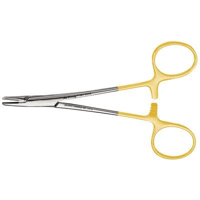 Hu-Friedy Hegar-Baumgartner Perma Sharp® Needle Holder, 14 cm/5.5", Tungsten Carbide Tips, Serrated, Gold-Plated Ring Handles, NH5034 thumbnail 12