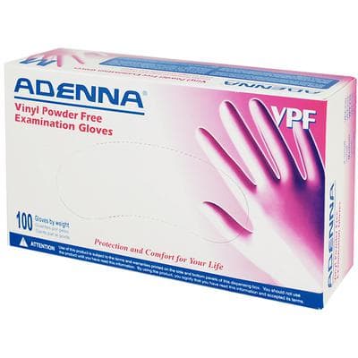 Adenna® VPF Vinyl Exam Gloves, Powder Free, Non-Sterile, Large, Clear, 100/Box - Adenna® VPF Vinyl Exam Gloves - Large 100/Box - Image 1