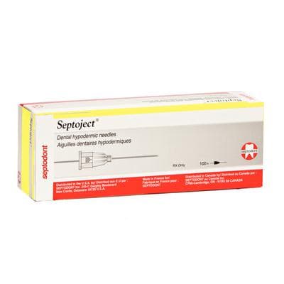 Septodont Septoject Dental Hypodermic Needles, 27 Gauge, Long (35mm), Yellow, Plastic Hub, Sterile, 100/Box, 01-N1272 thumbnail 20