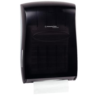 Halyard Health Universal Folded Towel Dispenser, Smoke Gray, Manual, Plastic, 10.4" W x 6.1" H x 5.4" D, 1/Pkg - Universal Folded Towel Dispenser - Smoke Gray, 10.4" x 6.1" x 5.4" - Image 1