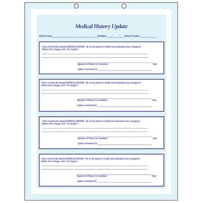 ColorForms™ Medical History Update Form, 8-1/2" W x 11" H, 2-Sided, 2-Hole Punched, Blue Design, 100/Pkg - ColorForms™Toothbrush, 8-1/2" W x 11" H, 100/Pkg - Medical History Update - Image 1