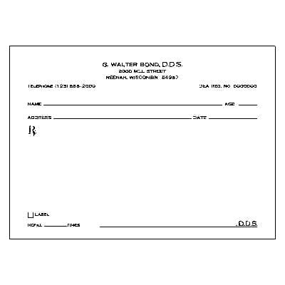 Standard Prescription Blanks, Personalized, 1-Part, 5-1/2" x 4-1/4", 100 Sheets/Pad, 5 Pads/Pkg - Standard Prescription Blanks – Personalized, 100 Sheets/Pad; 5 Pads/Pkg - Form - Image 1
