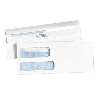 Quality Park Redi-Seal Security Tinted #9 Double Window Envelopes, 3-7/8" x 8-7/8", White Wove, 500/Box, QUA 24529 thumbnail 2