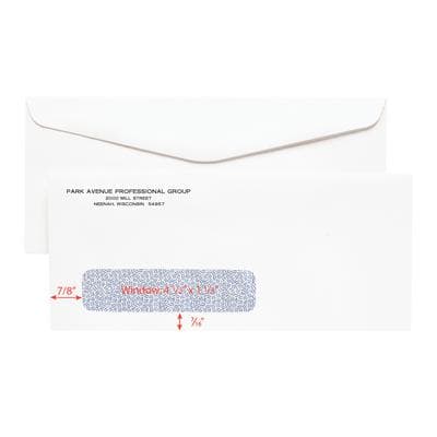 #10 Single Window Personalized Envelopes, 9-1/2" W x 4-1/8" H, Self-Seal, Security-Lined, White, 500/Pkg - #10 Single Window Personalized Envelopes , 9-1/2 W x 4-1/8 H, 500/Pkg - Self-Seal, Security-Lined, White, Personalized - Image 1