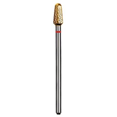 Dedeco Euro Carbide Goldies® Crosscut Bur, Fine Crosscut, HP (2.35mm Shank), #G351EF, 4.0mm Diameter, Titanium Nitride Coated, Red Ring, 1/Pkg thumbnail 3