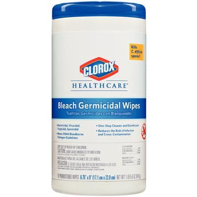 Clorox Germicidal Wipes with Bleach, 70/Canister, 6.75" x 9" Wipes - Clorox® Germicidal Wipes with Bleach, 70/Canister - Clorox® Germicidal Wipes with Bleach, 70/Canister - Image 1