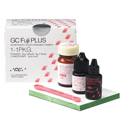 GC Fuji PLUS Resin-Reinforced Glass Ionomer Luting Cement, Powder/Liquid 1:1:1 Kit with Conditioner, 15g Powder, 7ml Liquid, 6.5ml Conditioner, #431011 thumbnail 25
