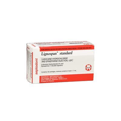 Lignospan Standard Lidocaine HCl 2% with Epinephrine 1:100,000 Injection, 1.7 mL Glass Cartridges, 50/Box, 01-A1100 thumbnail 12