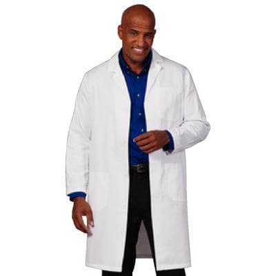 Fashion Seal Healthcare® Men's Knee Length Lab Coat, White, Medium, 41" Length, 3 Pockets, 80% Polyester/20% Cotton thumbnail 2