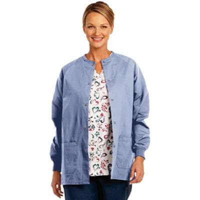 Fashion Seal Healthcare® Unisex Warm Up Jacket, Medium, Ciel Blue, Snap Front, Knit Cuffs, 2 Pockets thumbnail 2