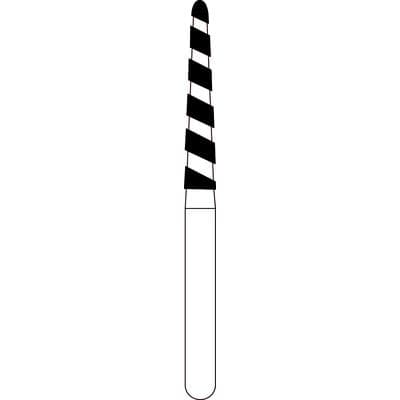 Spring Turbo FG #772.10T Round End Taper Diamond Bur, Super Coarse, Black Ring, 1.8 mm Diameter, 10 mm Length, 25/Pkg thumbnail 3