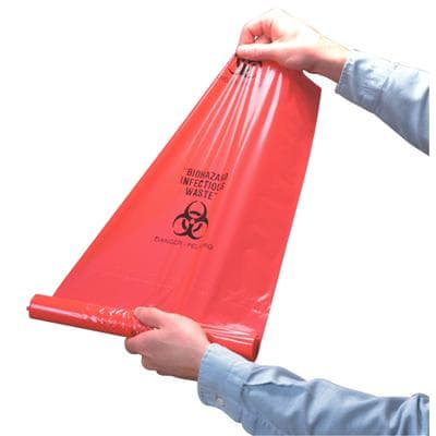 Infectious Waste Bags, 10 Gallon, Red, Biohazard Symbol, 25/Roll, IWB10 thumbnail 4