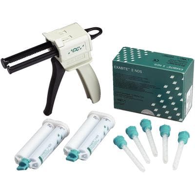 GC America Exabite II NDS Bite Registration Vinyl Polysiloxane (VPS) Creme, Fast Set, Aqua, 48 mL Cartridges, 2/Pack, 12 Mixing Tips, #132412 thumbnail 10