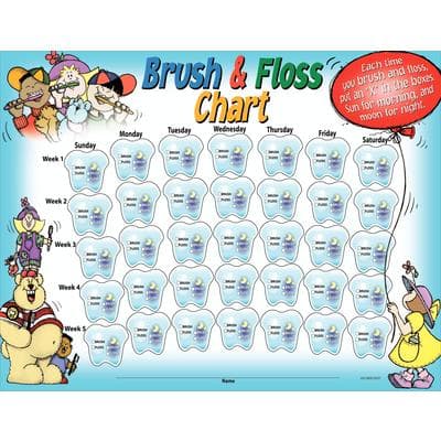 Brush and Floss Charts, 8-1/2" W x 11" H, 100/Pkg - Healthy Teeth - Brush and Floss Charts, 8-1/2 W x 11 H, 100/Pkg - Healthy Teeth - Image 1