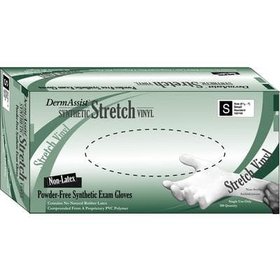 DermAssist™ Synthetic Stretch Vinyl Exam Gloves, Powder Free, Non-Sterile, Small, Clear, 100/Box, 162100 thumbnail 4