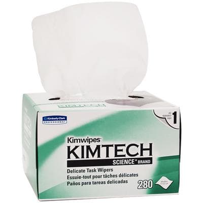 Kimtech Science Kimwipes Delicate Task Wipers, 1-Ply, White, 4.4" x 8.4", 280 Sheets/Box, 60 Boxes/Case - Kimtech Science® Kimwipes® Delicate Task Wipers – 1-Ply, White - 4.4" x 8.4", 280 Sheets/Pkg, 60 Pkg/Case - Image 1
