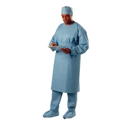 Halyard Health Procedure Gown, Knit Cuffs, Blue, Extra Large, 10/Pkg - Procedure Gown – Knit Cuffs, Blue, 10/Pkg - Extra Large - Image 1