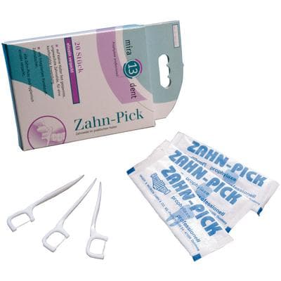 Zahn-Pick Flossers, Individually Wrapped, F-Shaped, Unflavored, White, 100/Pkg thumbnail 3