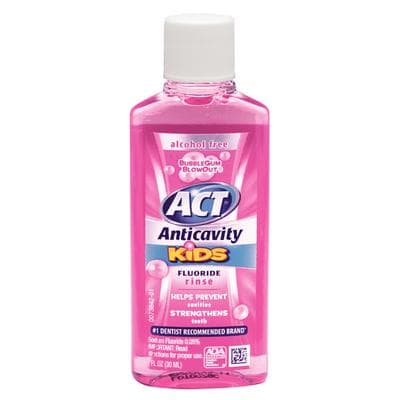 ACT Kids' Alcohol-Free Anticavity Fluoride Rinse, Bubblegum Blowout, 1 oz Bottle, 48/Case thumbnail 5