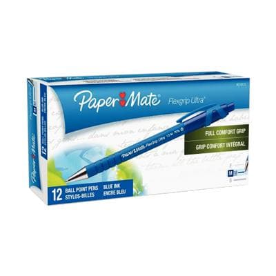 Flexgrip Ultra Retractable Pens, Blue Barrel, Blue Ink, Medium Point, 12/Box, PAP9510131 - Flexgrip Ultra Retractable Pens, 12/Box - Blue Barrel, Blue Ink, Medium Point - Image 1