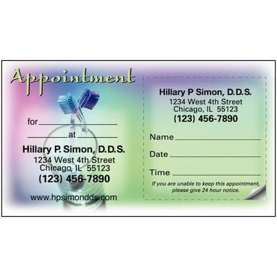 Sticker Appointment Card, Brushes in Cup Design, 3-1/2" W x 2" H, 500/Pkg - Sticker Appointment Card, 500/Pkg - Brushes in Cup, 3-1/2" W x 2" H - Image 1