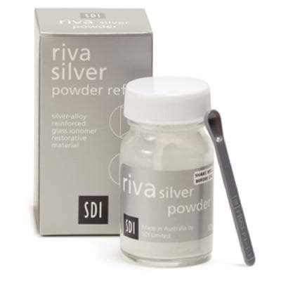 Riva Silver Restorative Material Powder Refill, 32 g Jar, #8670108 - Riva Silver Pwd Ref - Image 1