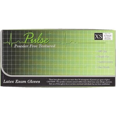 Pulse Latex Exam Gloves, Powder Free, Textured, Non-Sterile, Extra Small (XS), White, 100/Box, 151050 thumbnail 6