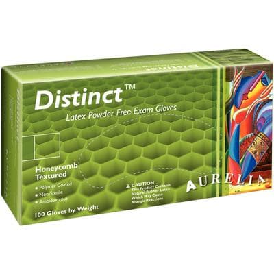 Aurelia® Distinct™ Honeycomb Textured Latex Exam Gloves, Powder Free, Non-Sterile, Extra Small, 100/Box, 10 Boxes/Case, 29225 thumbnail 3