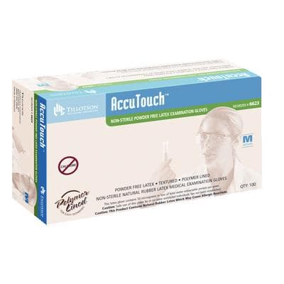 AccuTouch™ Latex Exam Gloves, Powder Free, Non-Sterile, Medium, 100/Box thumbnail 2