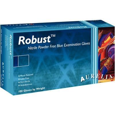 Aurelia® Robust™ Soft Nitrile Exam Gloves, Powder Free, Non-Sterile, Blue, Medium, 100/Box, 93897 thumbnail 3
