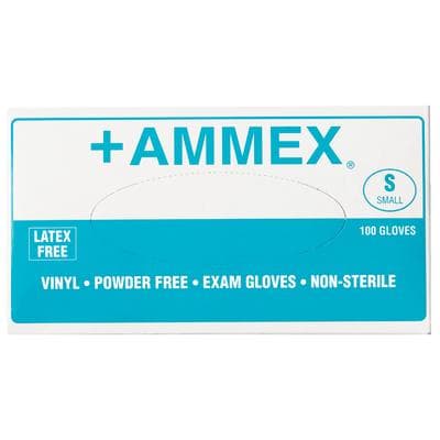Ammex Vinyl Exam Gloves, Powder Free, Non-Sterile, Small, Clear, 100/Box thumbnail 12