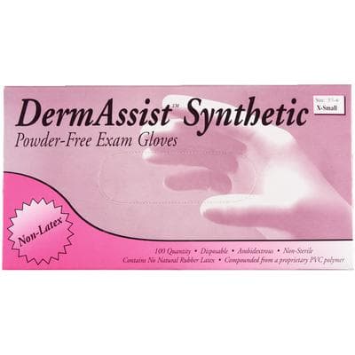 DermAssist™ Synthetic Vinyl Powder-Free Exam Gloves, Latex-Free, Non-Sterile, Clear, Extra Small, 100/Box thumbnail 4
