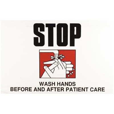 Stop! Wash Hands Label, 5-1/2" x 8", Adhesive Backed, 5/Pkg thumbnail 3