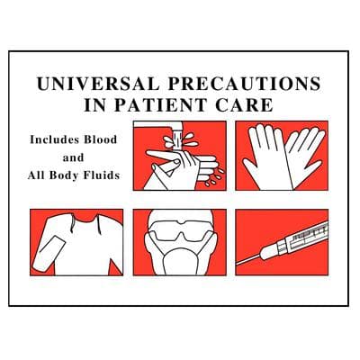 Universal Precautions Label, Adhesive Backed, 5-1/2" x 8", Pack of 5 thumbnail 3