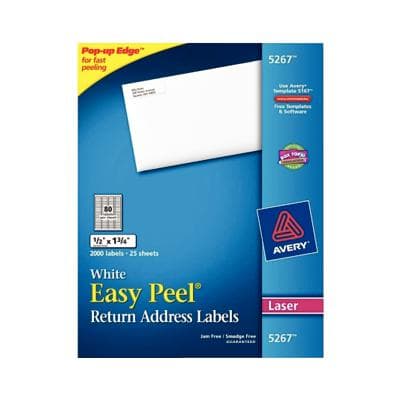 Avery® 5260 White Laser Address Labels, Easy Peel, 1" x 2-5/8", 750/Pack thumbnail 2