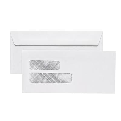 Double Window Envelopes, 9" W x 4-1/8" H, Self-Seal, Security-Lined, White, 500/Pkg - Double Window Envelopes - 9 W x 4-1/8 H,  Self-Seal, Security-Lined - Image 1