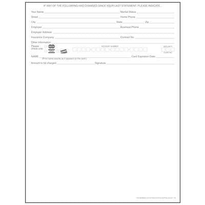Laser Statement Paper, 8.5" x 11", 24 lb White, Blue with Visa/MasterCard/Discover Logos, 500/Pkg - Laser Statement Paper – With or Without Credit Card Logos, 8 1/2" W x 11" H, 500/Pkg - Blue with Visa, MasterCard and Discover Card Logos - Image 1