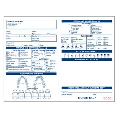 Two-Part Laboratory Prescription Forms, 11" W x 8-1/2" H, Carbonless, White/Yellow, 250 Sets/Pkg - Two-Part Laboratory Prescription Forms, 250 Sets/Pkg - 11" W x 8-1/2" H Form - Image 1