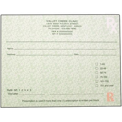 Kentucky Prescription Blanks, 1 Part, Personalized, 5-1/2" W x 4-1/4" H, 100 Sheets/Pad, 10 Pads/Pkg - Kentucky Prescription Blanks – 1 Part, Personalized, 5-1/2" W x 4-1/4" H, 100 Sheets/Pad, 10 Pads/Pkg - Kentucky Prescription Blanks – 1 Part, Personalized, 5-1/2" W x 4-1/4" H, 100 Sheets/Pad, 10 Pads/Pkg - Image 1